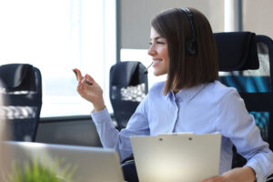 Business Woman on Phone Using Call Logging