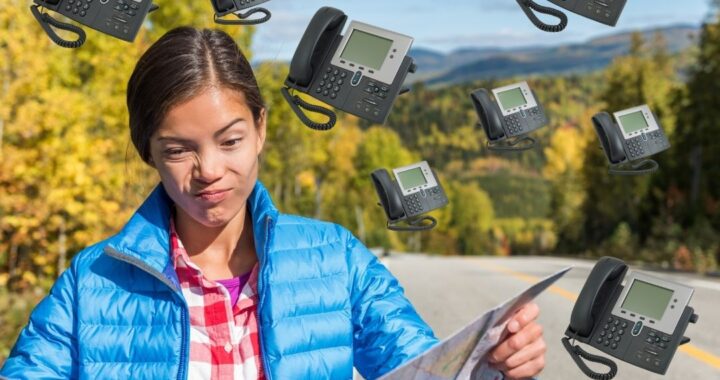 Woman with Map searching for digital business telephone system